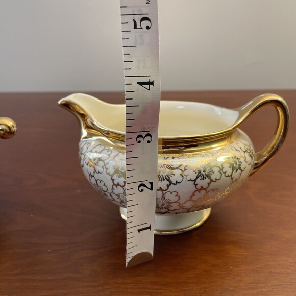 Eggshell Nautilus Cream Sugar Bowl W Lid Floral USA K47N6 F62N5 - Picture 14 of 16